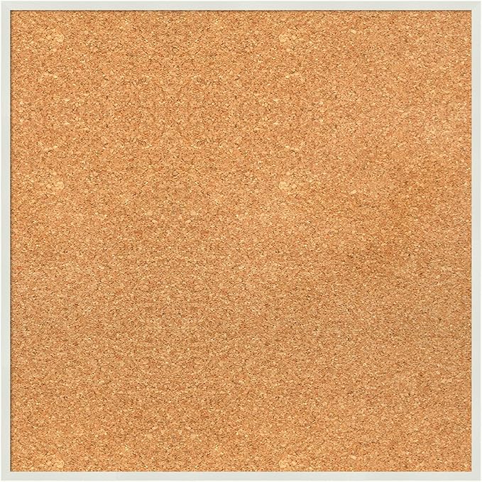 Amanti Art Natural Cork Board for Wall, 21x21 Vision Board with White Frame, Medium Corkboard Office Decor for Home Organization, Modern Corkboard Pinboard to Display Items for Home Organization in