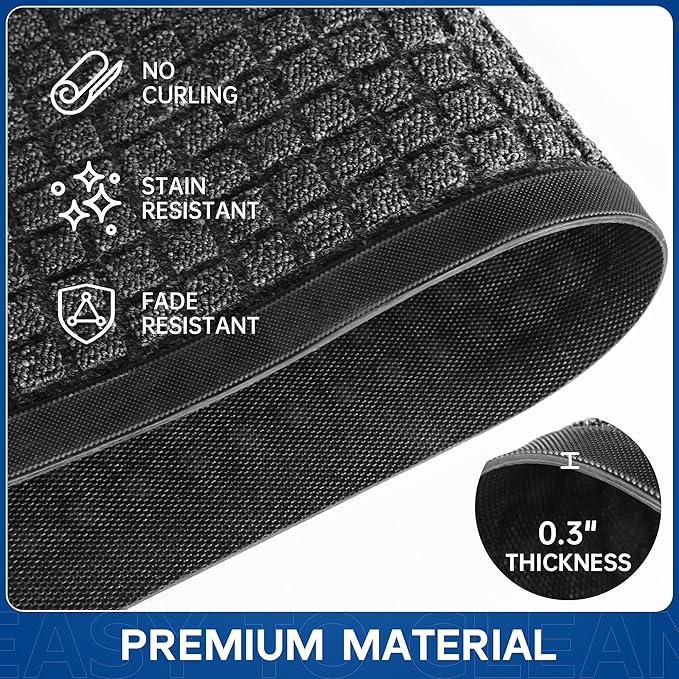 Durable Front Door Mat, 48" x 36" Heavy Duty Indoor Outdoor Doormat for Entryway, Non-Slip Rubber Backing, Stain and Fade Resistant Commercial Floor Mat for Home Office Entry