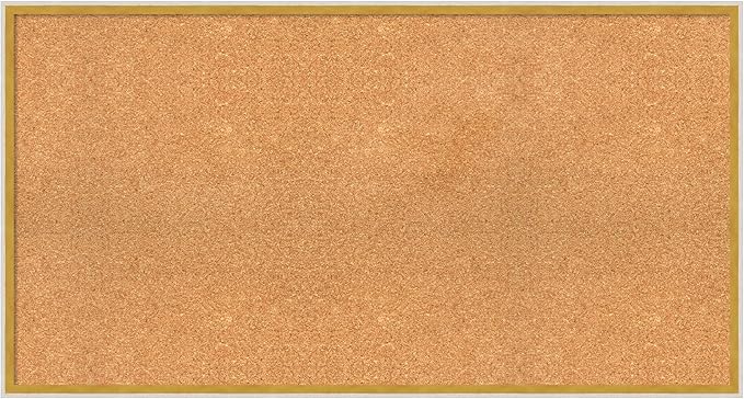 Amanti Art Natural Cork Board for Wall, 23x43 Vision Board with White Frame, Oversize Corkboard Office Decor for Home Organization, Modern Corkboard Pinboard to Display Items for Home Organization in