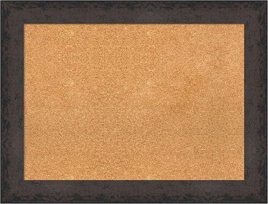 Amanti Art Natural Cork Board for Wall, 25x33 Vision Board with Black Wood Frame, Medium Corkboard Office Decor for Home Organization, Modern Contemporary Corkboard Pinboard to display items for home