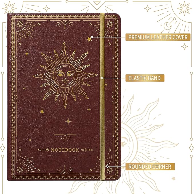 Artfan Ruled Notebook/Journal – Premium Thick Paper Faux Leather Classic Writing Notebook with Pocket + Page Dividers Gifts, Banded, Large, 144 Pages, Hard Cover, Lined (5.8 x 8.4) - Burgundy