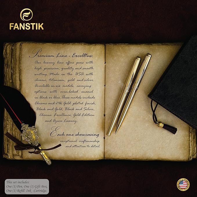 Gold Luxury ballpoint Pen (Made In USA) fancy gift set for women, Real 24K Gold Plating, Professional executive pen gift set for men (Lux BallPoint Gld)