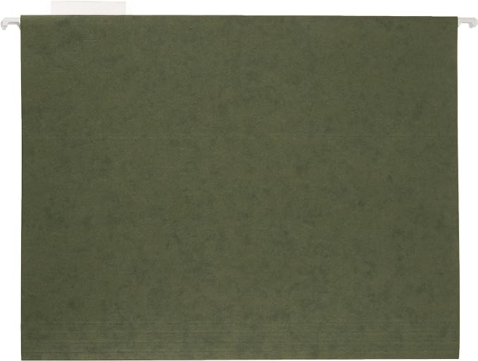 Amazon Basics Hanging Organizer File Folders for Efficient Filing, Sturdy, Adjustable Tabs, Letter Size, Pack of 25, Green