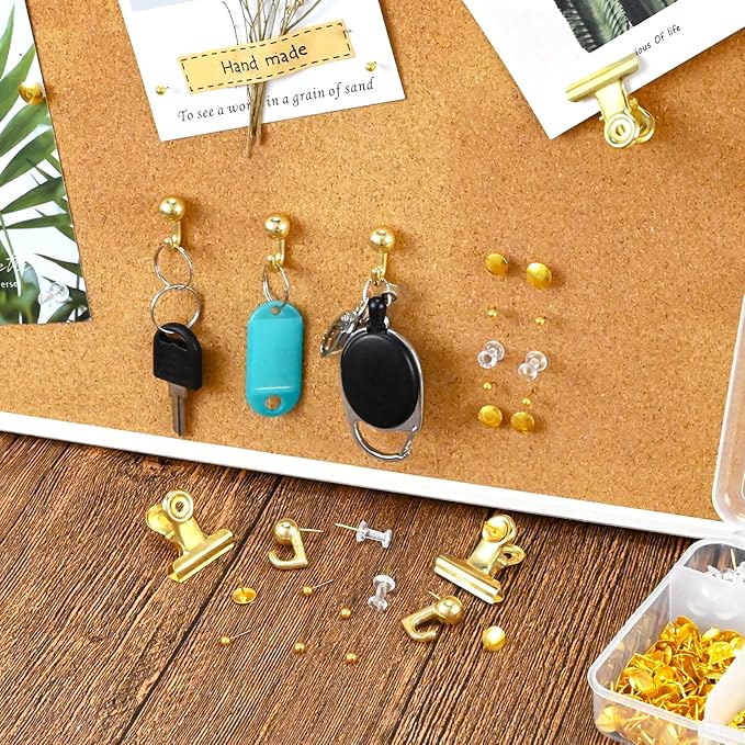 350 Pcs Gold Push Pins Set 5 Styles Decorative Thumb Tacks Assorted Push Pins for Bulletin Board, Cork Board