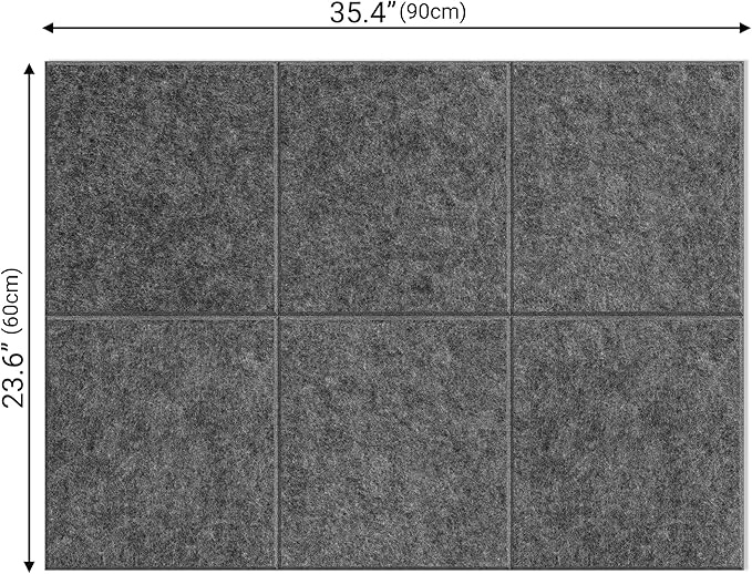 AKTOP Cork Board Bulletin Board 24"x36", 6 Pack Removable Felt Cork Board Tiles for Wall, Large Corkboard Notice Pin Board for Office, School & Home,24 Safe Adhesive Tabs, 20 Push Pins, Dark Grey