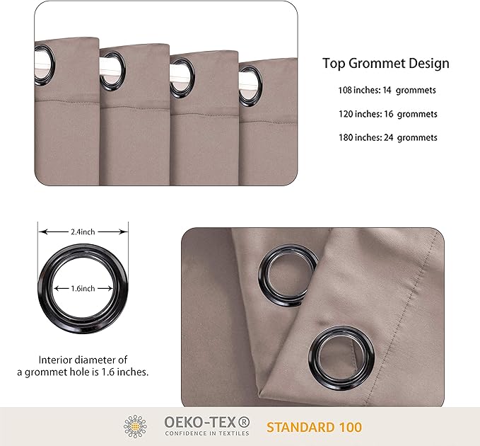 BONZER Room Divider Curtain Total Privacy Wall Noise Reducing Extra Wide Blackout Curtains for Patio Sliding Glass Door, 108L x 108W Inch (9L x 9W ft), 1 Panel, Khaki