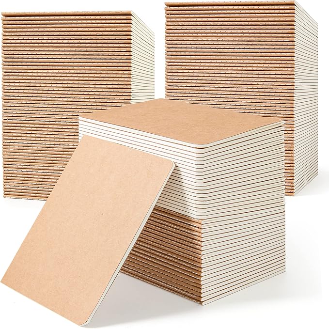 feela 170 Pack Blank Kraft Notebooks, Unlined Sketchbook Mini Cute Note Pad for Drawing Writing, Journal Bulk For Kids Students Office School Supplies, A6, 48 Pages, 4.25” X 5.5”, Brown