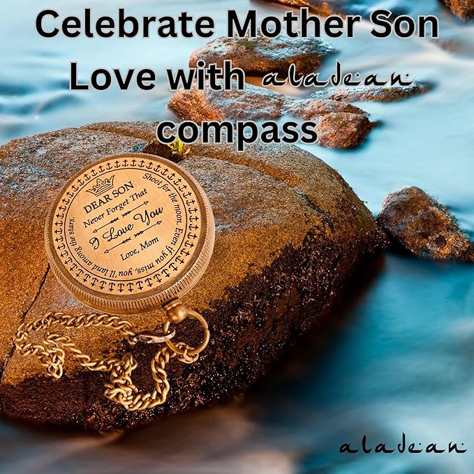 Gift for Son from Mom Dad | Engraved Compass 2" - Father to Son Gifts, Mom to Son Gifts for Graduation 2025, Birthday Baptism Confirmation Communion