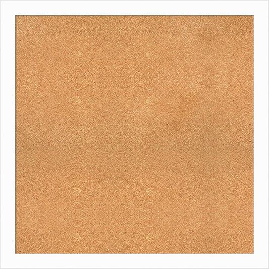 Amanti Art Natural Cork Board for Wall, 35x35 Vision Board with White Frame, Large Corkboard Office Decor for Home Organization, Casual Corkboard Pinboard to Display Items for Home Organization in
