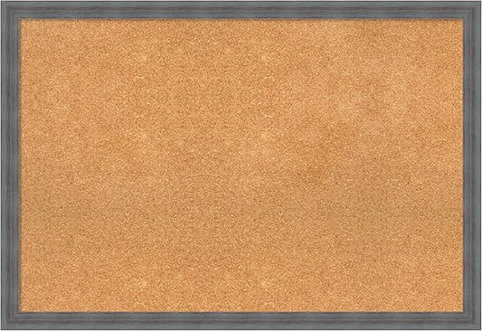 Amanti Art Natural Cork Board for Wall, 26x38 Vision Board with Blue Wood Frame, Large Corkboard Office Decor for Home Organization, Rustic Farmhouse Corkboard Pinboard to display items for home