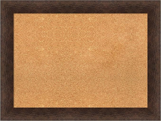Amanti Art Natural Cork Board for Wall, 25x33 Vision Board with Brown Wood Frame, Medium Corkboard Office Decor for Home Organization, Casual Corkboard Pinboard to display items for home organization