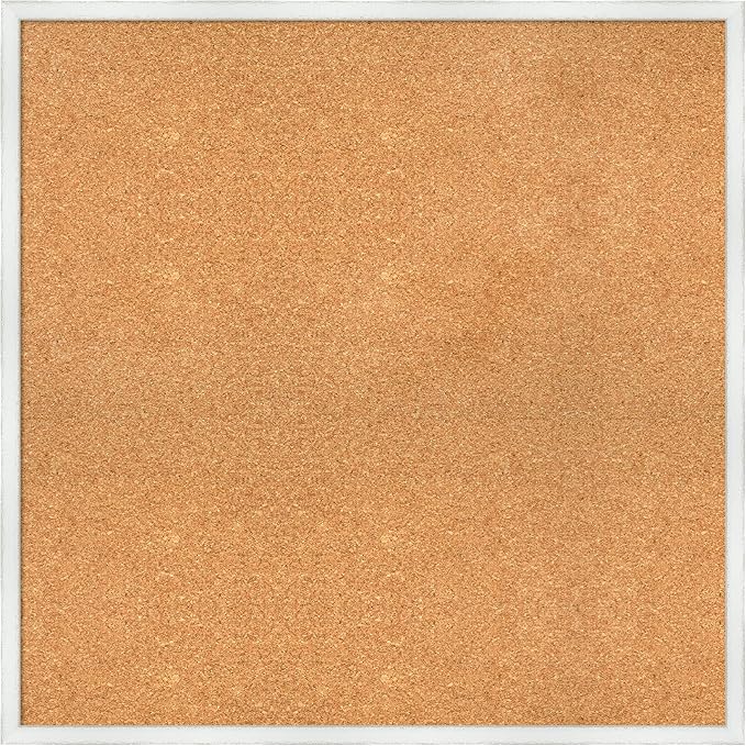 Amanti Art Natural Cork Board for Wall, 31x31 Vision Board with White Frame, Large Corkboard Office Decor for Home Organization, Country Rustic Corkboard Pinboard to Display Items for Home