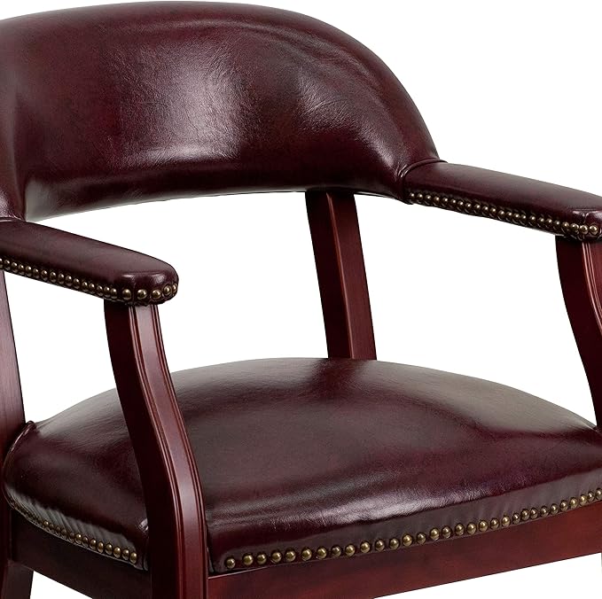 EMMA + OLIVER Oxblood Vinyl Luxurious Conference Chair with Casters