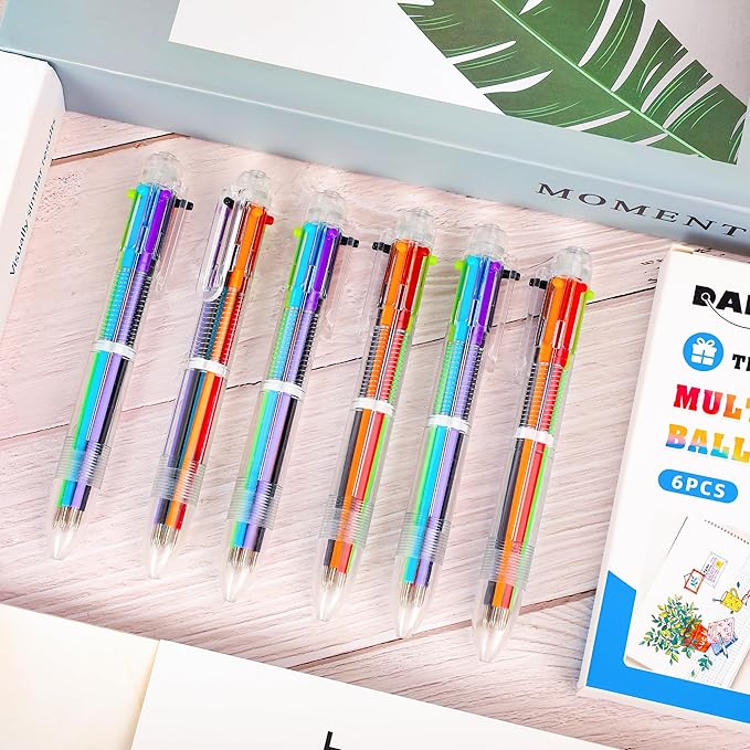DAIKOYE Ballpoint Pens 6 PCS 0.5mm 6-in-1 Multicolor Ballpoint Pens Birthday Party Favors Gifts