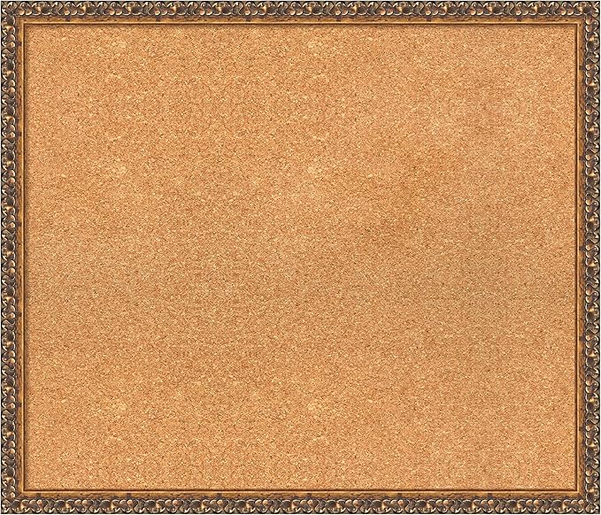 Amanti Art Natural Cork Board for Wall, 24x28 Vision Board with Bronze Frame, Medium Corkboard Office Decor for Home Organization, Traditional Corkboard Pinboard to Display Items for Home