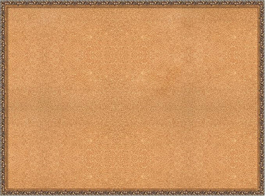 Amanti Art Natural Cork Board for Wall, 34x46 Vision Board with Bronze Frame, Oversize Corkboard Office Decor for Home Organization, Traditional Corkboard Pinboard to Display Items for Home
