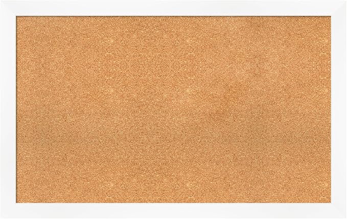 Amanti Art Natural Cork Board for Wall, 27x43 Vision Board with White Frame, Large Corkboard Office Decor for Home Organization, Modern Corkboard Pinboard to Display Items for Home Organization in
