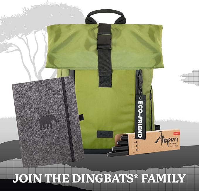 Dingbats* Wildlife Plain Writing Journal Notebook A5 - Vegan Leather Hardcover - Ideal for Work, Travel - Pocket, Elastic Closure, & Bookmark