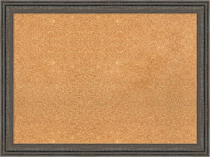 Amanti Art Natural Cork Board for Wall, 23x31 Vision Board with Brown Wood Frame, Medium Corkboard Office Decor for Home Organization, Rustic Farmhouse Corkboard Pinboard to display items for home