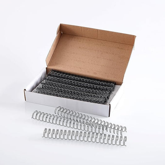 BNC Double Loop Wire Binding Rings Letter Size 3:1 Loops 32 Holes Black Color Pack of 100 (1/2 Inches)