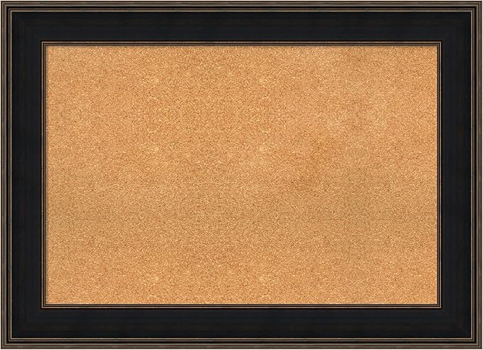 Amanti Art Natural Cork Board for Wall, 32x44 Vision Board with Brown Wood Frame, Large Corkboard Office Decor for Home Organization, Casual Corkboard Pinboard to display items for home organization