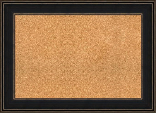 Amanti Art Natural Cork Board for Wall, 32x44 Vision Board with Brown Wood Frame, Large Corkboard Office Decor for Home Organization, Casual Corkboard Pinboard to display items for home organization