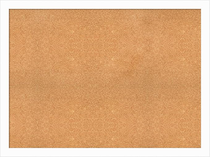 Amanti Art Natural Cork Board for Wall, 35x47 Vision Board with White Frame, Oversize Corkboard Office Decor for Home Organization, Casual Corkboard Pinboard to Display Items for Home Organization in