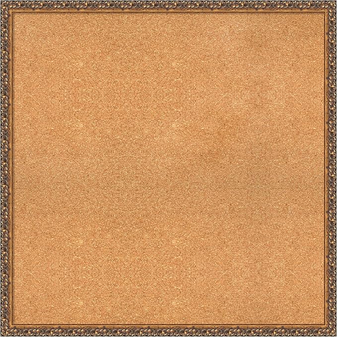 Amanti Art Natural Cork Board for Wall, 32x32 Vision Board with Bronze Frame, Large Corkboard Office Decor for Home Organization, Traditional Corkboard Pinboard to Display Items for Home Organization