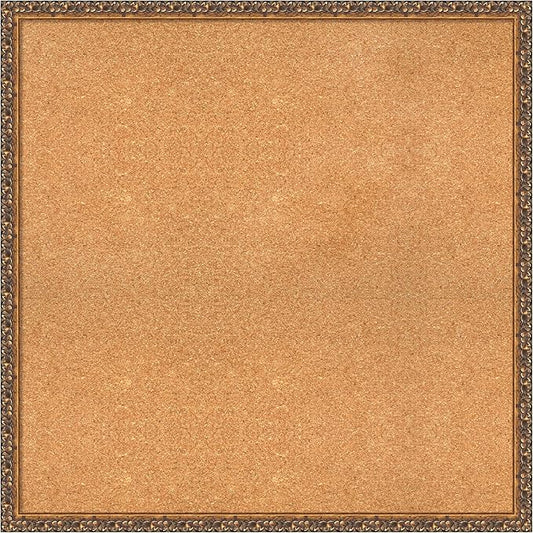 Amanti Art Natural Cork Board for Wall, 32x32 Vision Board with Bronze Frame, Large Corkboard Office Decor for Home Organization, Traditional Corkboard Pinboard to Display Items for Home Organization