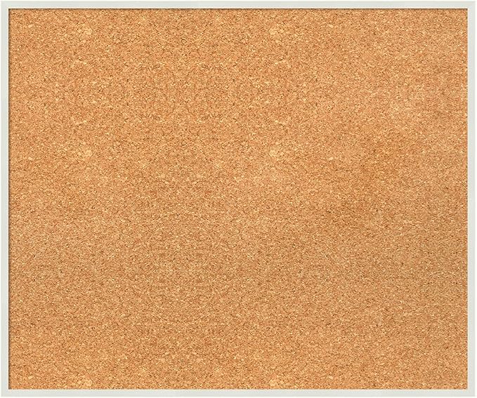 Amanti Art Natural Cork Board for Wall, 21x25 Vision Board with White Frame, Medium Corkboard Office Decor for Home Organization, Modern Corkboard Pinboard to Display Items for Home Organization in