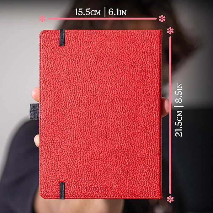 Dingbats* Wildlife Grid Writing Journal Notebook A5 - Vegan Leather Hardcover - Ideal for Work, Travel - Pocket, Elastic Closure, & Bookmark