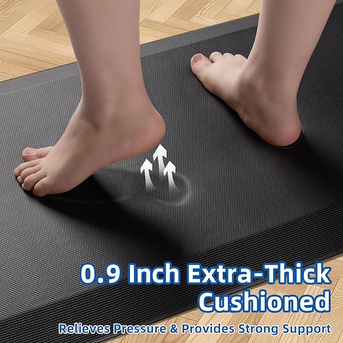 Anti Fatigue Kitchen Mats for Floor, 9/10 Extra Thick Cushioned Standing Desk Mat, Comfort Memory Foam Ergonomic Kitchen Rugs and Mats Non-Slip Waterproof for Office, Kitchen, Sink, 20" x 48"