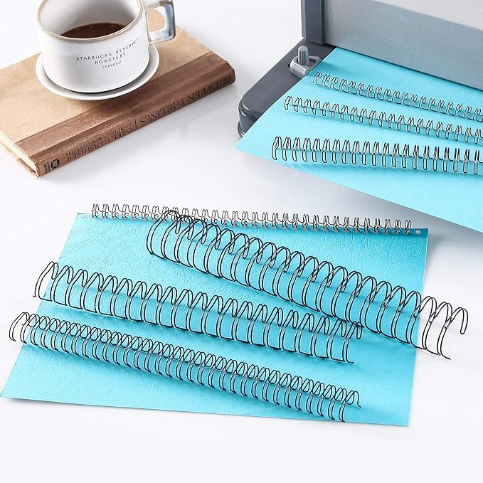 BNC Double Loop Wire Binding Rings Letter Size 3:1 Loops 32 Holes Black Color Pack of 100 (5/16 Inches)