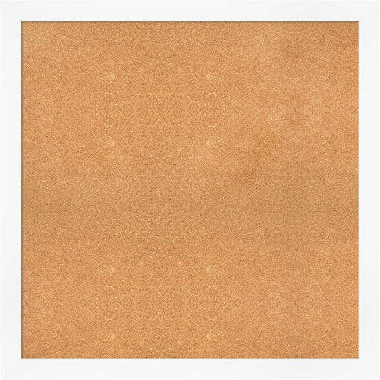 Amanti Art Natural Cork Board for Wall, 35x35 Vision Board with White Frame, Large Corkboard Office Decor for Home Organization, Modern Corkboard Pinboard to Display Items for Home Organization in
