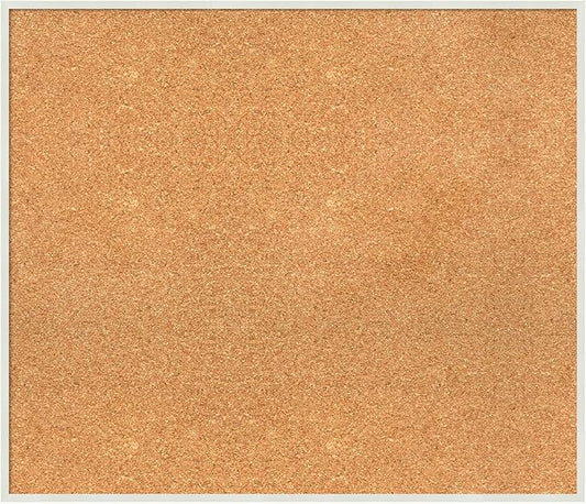 Amanti Art Natural Cork Board for Wall, 25x29 Vision Board with White Frame, Large Corkboard Office Decor for Home Organization, Modern Corkboard Pinboard to Display Items for Home Organization in