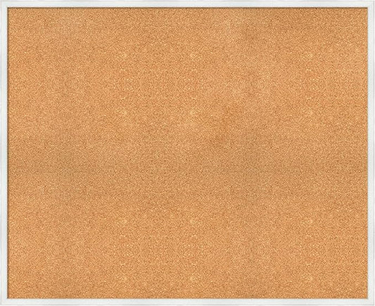 Amanti Art Natural Cork Board for Wall, 35x43 Vision Board with White Frame, Oversize Corkboard Office Decor for Home Organization, Country Rustic Corkboard Pinboard to Display Items for Home