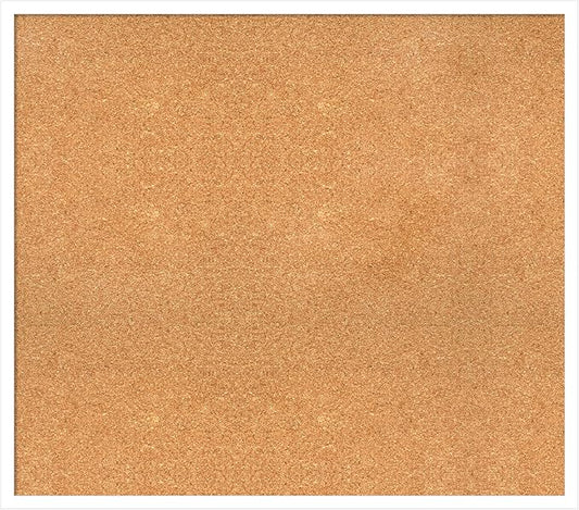 Amanti Art Natural Cork Board for Wall, 29x33 Vision Board with White Frame, Large Corkboard Office Decor for Home Organization, Modern Corkboard Pinboard to Display Items for Home Organization in