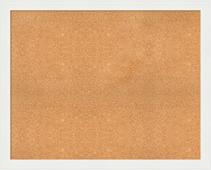 Amanti Art Natural Cork Board for Wall, 33x41 Vision Board with White Frame, X-Large Corkboard Office Decor for Home Organization, Casual Corkboard Pinboard to Display Items for Home Organization in