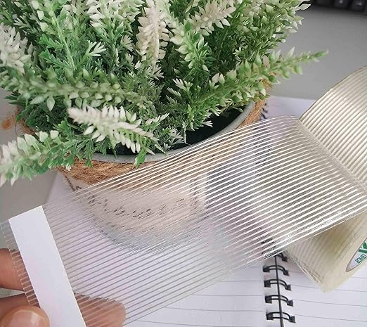 BOMEI PACK 6PACK Reinforced Packing Tape, 5.5Mil 2Inx 60Yds, Heavy Duty Fiber Strapping Adhesive Packaging Tape