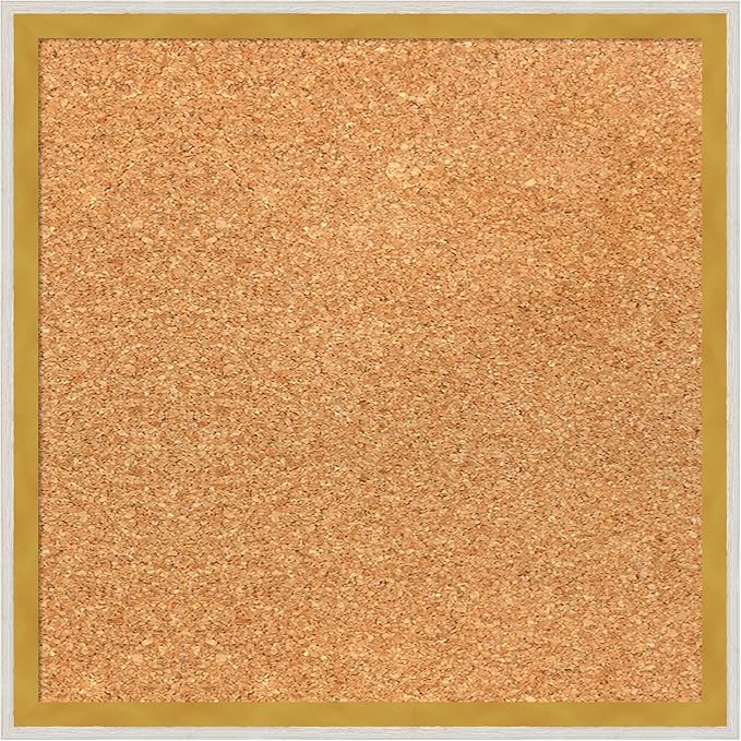 Amanti Art Natural Cork Board for Wall, 15x15 Vision Board with White Frame, Small Corkboard Office Decor for Home Organization, Modern Corkboard Pinboard to Display Items for Home Organization in