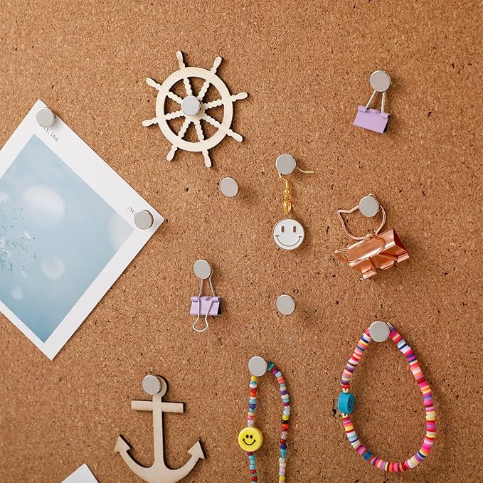 30 Pieces Push Pins, Metal Thumb Tacks for Picture Photo Hanging, Wall Pins for Board Posters Bulletin Maps, Wall Tack for Office Home Decorative