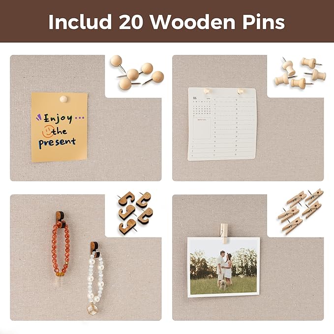 Fun Memories Cork Board Bulletin Board for Office, 24" x 36" Pine Wooden Framed Corkboard, Wall Mounted Notice Pin Board for School Home & Office, Black