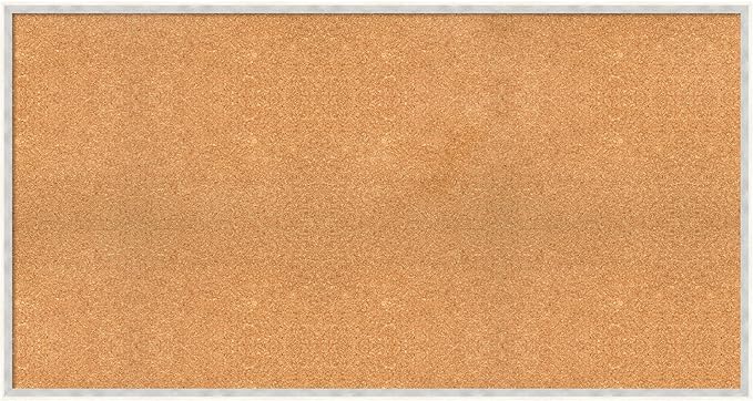 Amanti Art Natural Cork Board for Wall, 27x51 Vision Board with White Frame, Oversize Corkboard Office Decor for Home Organization, Modern Corkboard Pinboard to Display Items for Home Organization in