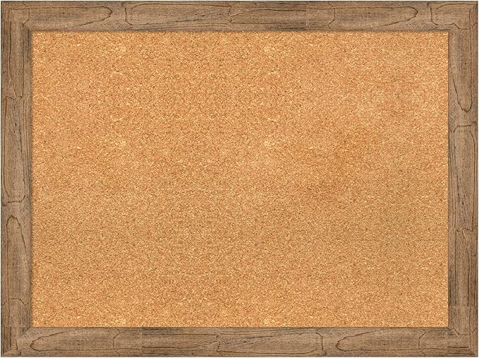 Amanti Art Natural Cork Board for Wall, 24x32 Vision Board with Brown Wood Frame, Medium Corkboard Office Decor for Home Organization, Rustic Farmhouse Corkboard Pinboard to display items for home