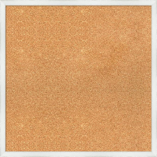 Amanti Art Natural Cork Board for Wall, 23x23 Vision Board with White Frame, Medium Corkboard Office Decor for Home Organization, Country Rustic Corkboard Pinboard to Display Items for Home