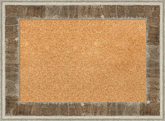 Amanti Art Natural Cork Board for Wall, 17x23 Vision Board with Brown Wood Frame, Small Corkboard Office Decor for Home Organization, Country Rustic Corkboard Pinboard to Display Items for Home