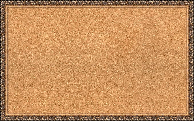 Amanti Art Natural Cork Board for Wall, 20x32 Vision Board with Bronze Frame, Medium Corkboard Office Decor for Home Organization, Traditional Corkboard Pinboard to Display Items for Home