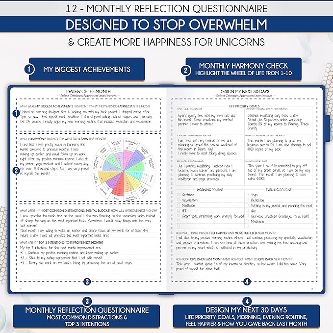 Hourly Planner - Undated Daily, Weekly & Monthly Planner with Budget Section | A 12 Month Journey to Increase Productivity & Happiness | Life Organizer & Gratitude Journal - Vertical Format