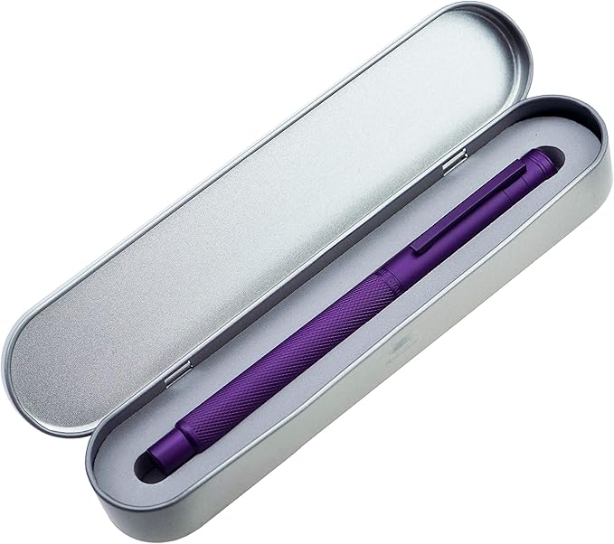 Asvine Purple Forest Fountain Pen Fine Nib Classic Design with Converter and Metal Pen Case Set