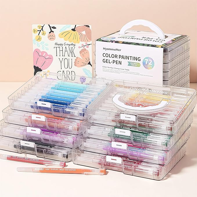 Colored Gel Pens Set, 0.6mm Fine Point for Black & White Paper, Cute Pens for Journaling, Adult Coloring Books, Bible, Drawing, Note Taking, School & Journaling Supplies (72 Advanced Colors)